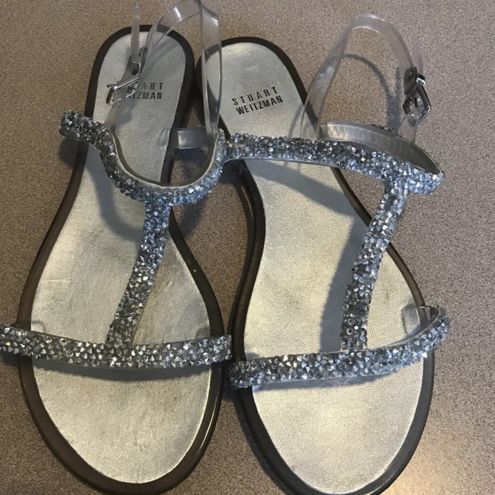 Stuart Weitzman Rhinestone flat Sandals - Size 38 - Picture 4 of 4